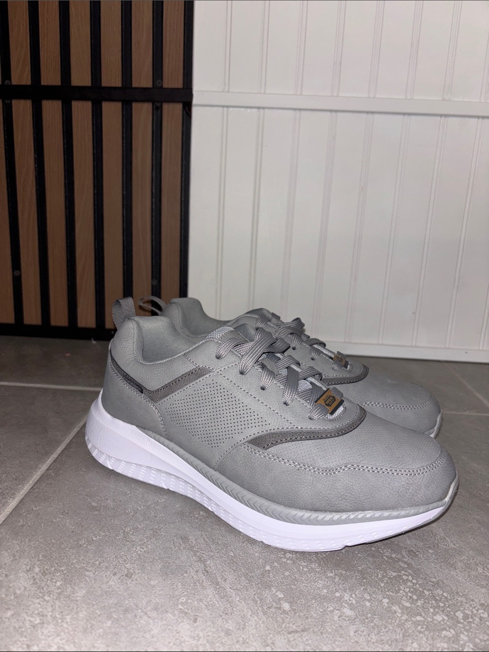 Dockers Gray Men's Lace-Up Sneakers with White Sole